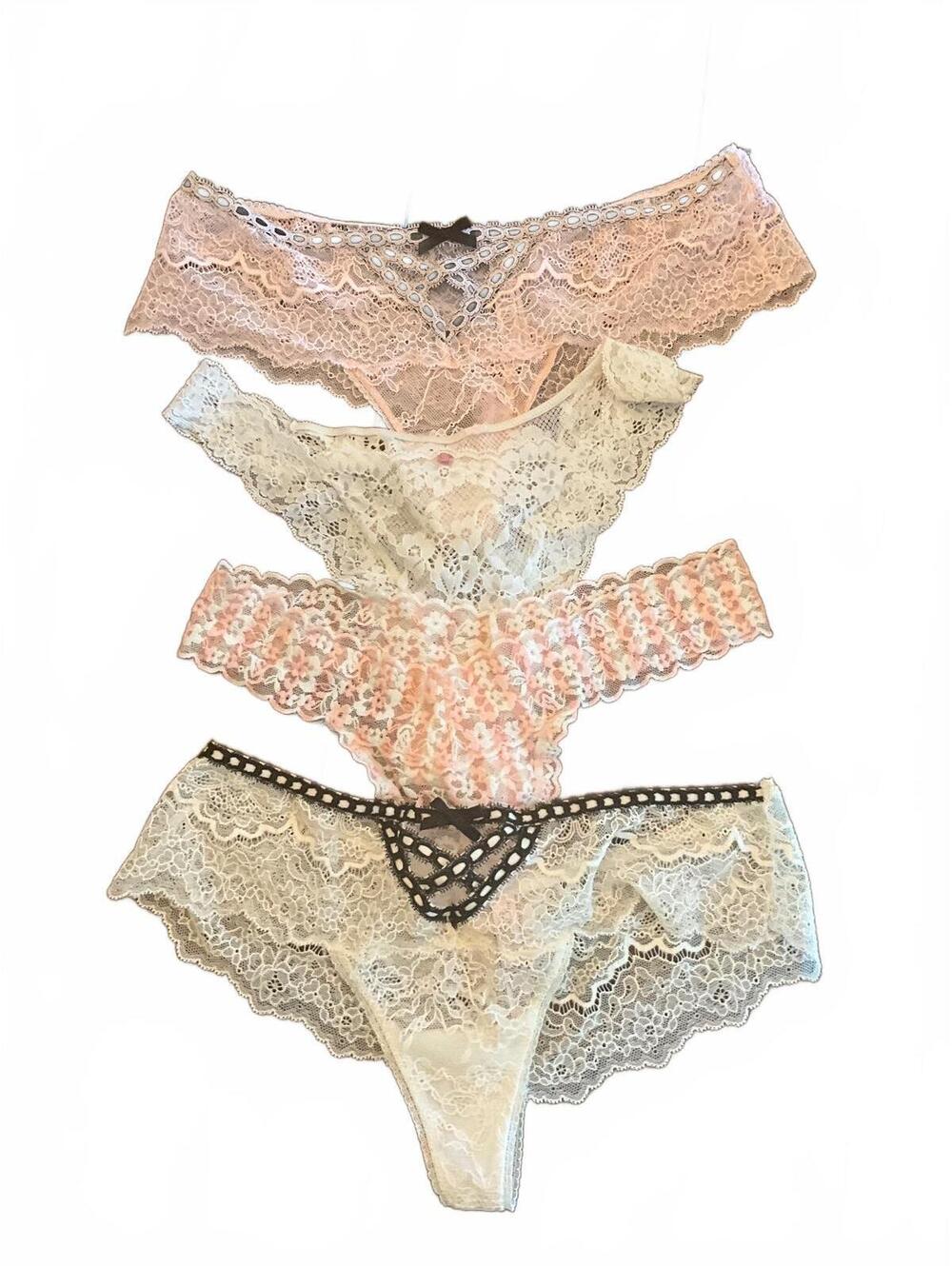 Victoria's Secret Pink White Lace Panty Bundle
